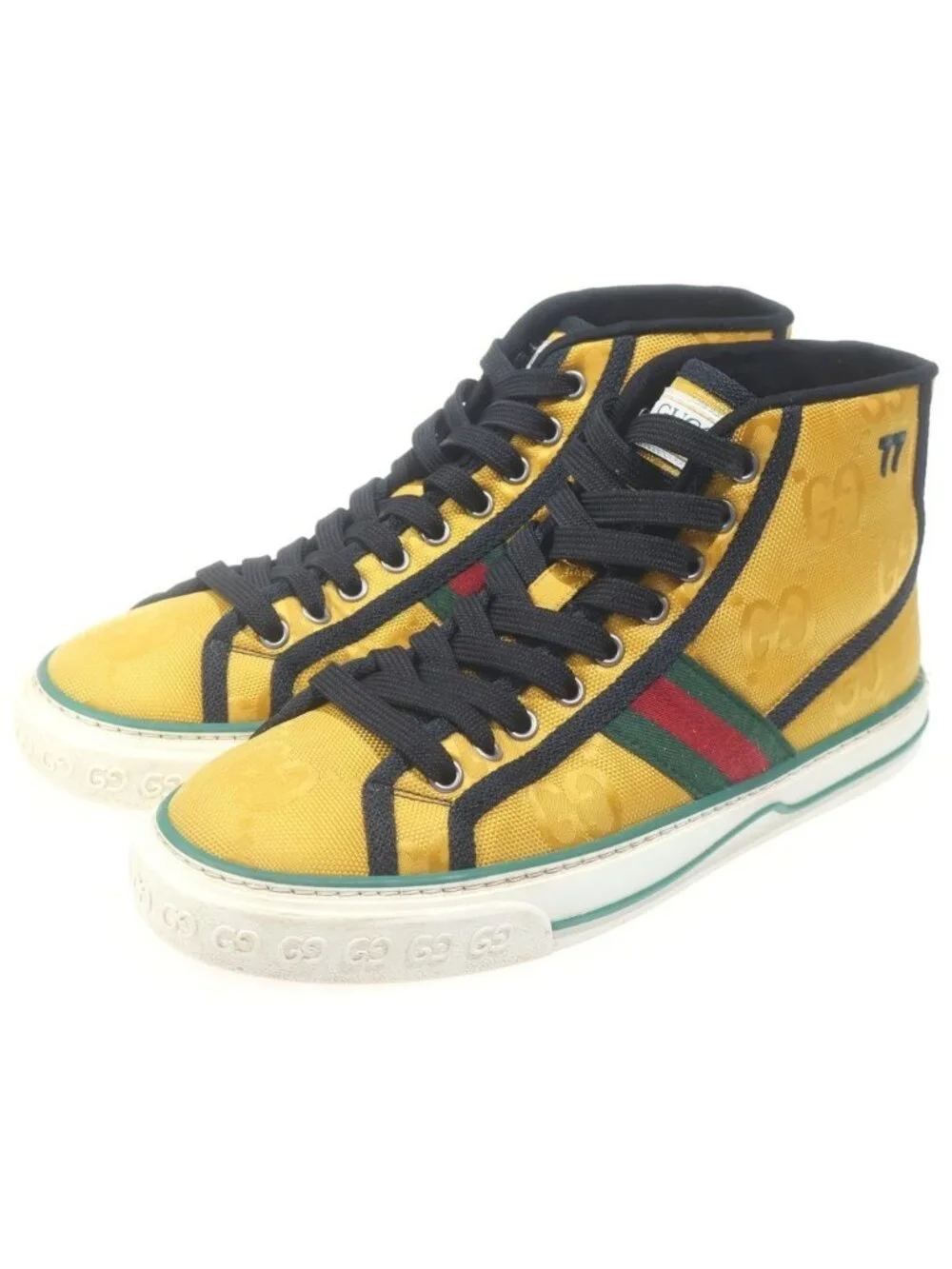 Gucci GG Canvas Tennis High Cut Sneakers Yellow